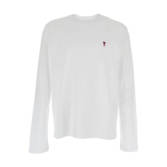 Ami Paris Men White Long-Sleeve T-Shirt With Logo On The Front In Cotton Man